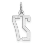 Sterling Silver Rhodium-plated Small Elongated Pol Number 27 Charm
