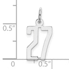 Sterling Silver Rhodium-plated Small Elongated Pol Number 27 Charm