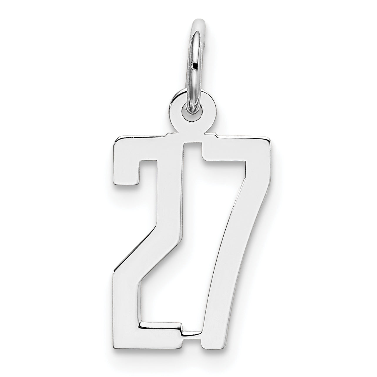 Sterling Silver/Rhodium-plated Elongated Number 27 Charm Main image