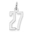 Sterling Silver/Rhodium-plated Elongated Number 27 Charm
