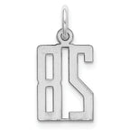 Sterling Silver Rhodium-plated Small Elongated Pol Number 28 Charm