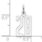 Sterling Silver Rhodium-plated Small Elongated Pol Number 28 Charm