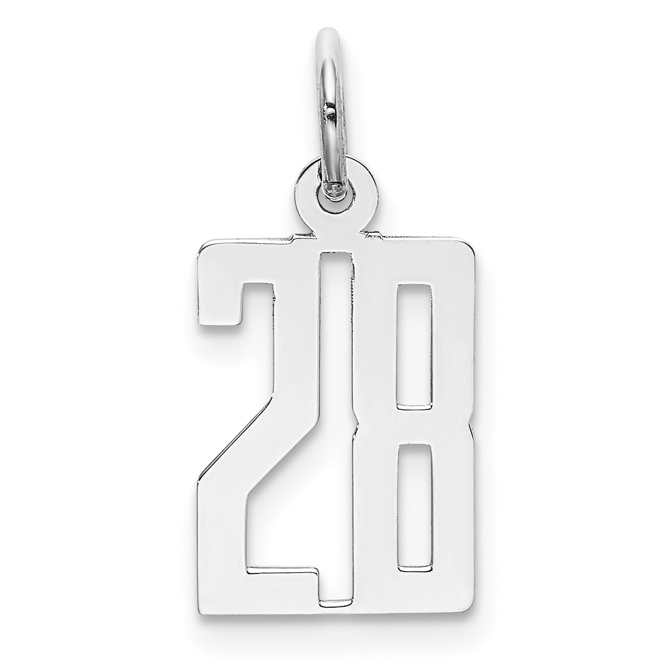 Sterling Silver/Rhodium-plated Elongated Number 28 Charm Main image