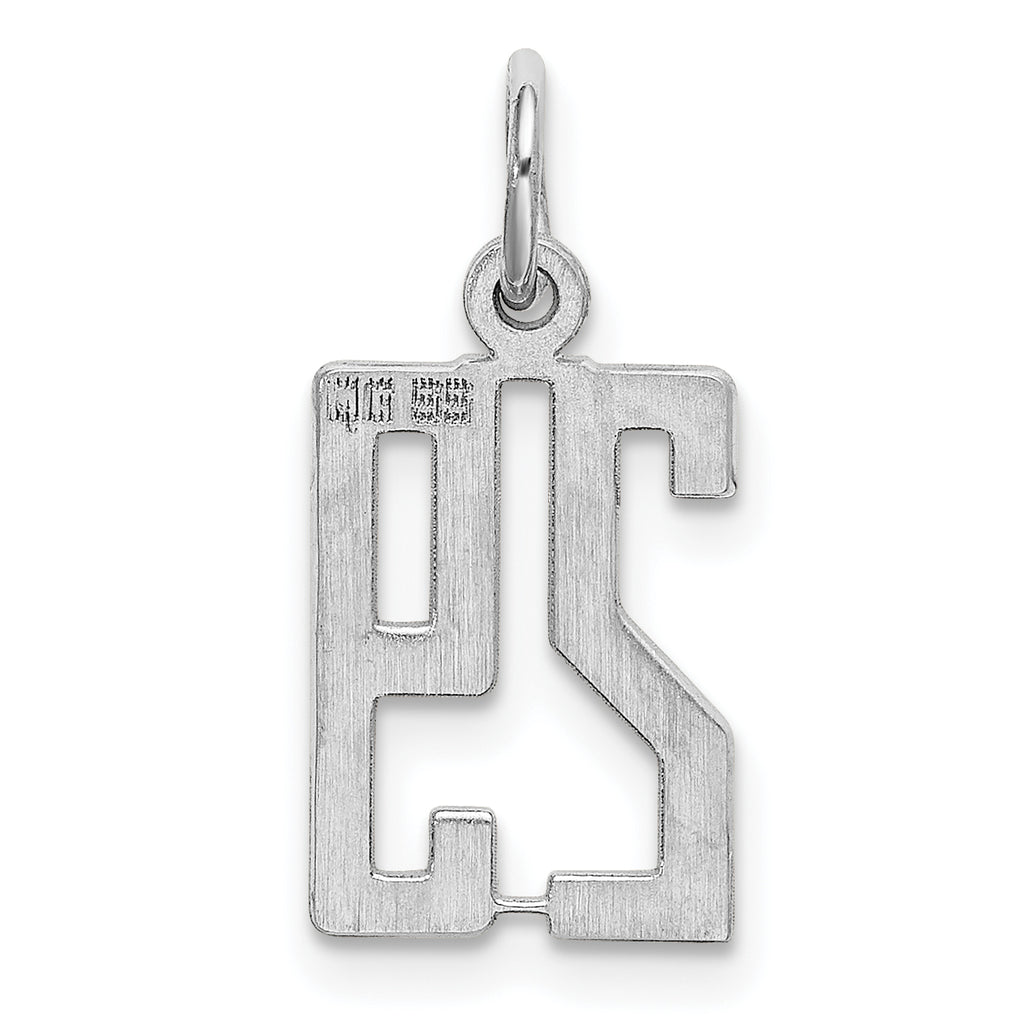Sterling Silver Rhodium-plated Small Elongated Pol Number 29 Charm