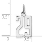 Sterling Silver Rhodium-plated Small Elongated Pol Number 29 Charm