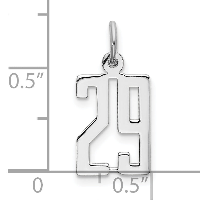 Sterling Silver Rhodium-plated Small Elongated Pol Number 29 Charm