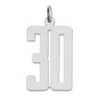 Sterling Silver/Rhodium-plated Elongated Number 30 Charm