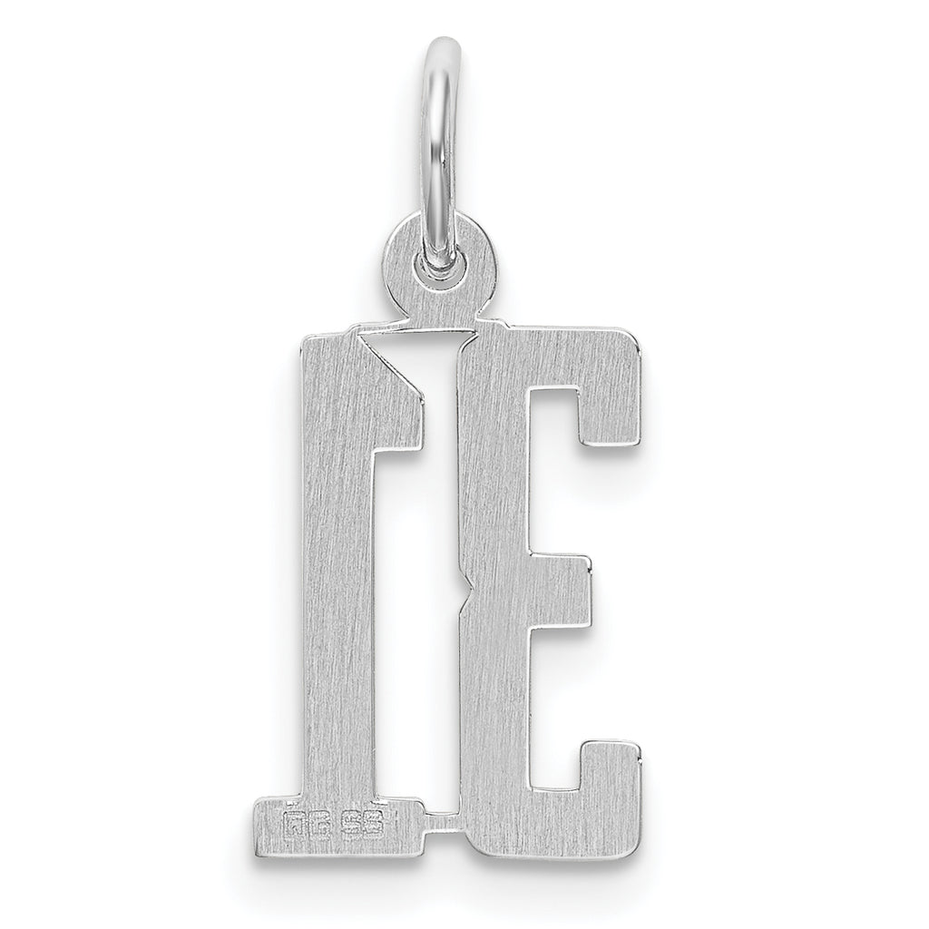 Sterling Silver Rhodium-plated Small Elongated Pol Number 31 Charm