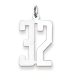 Sterling Silver/Rhodium-plated Elongated Number 32 Charm
