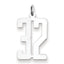 Sterling Silver/Rhodium-plated Elongated Number 32 Charm