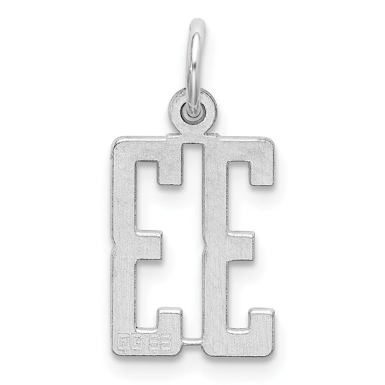 Sterling Silver Rhodium-plated Small Elongated Pol Number 33 Charm