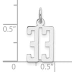 Sterling Silver Rhodium-plated Small Elongated Pol Number 33 Charm