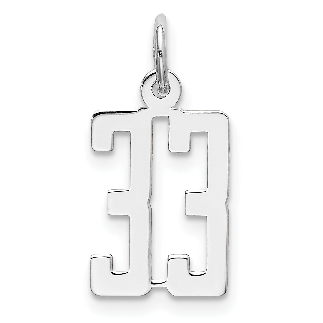 Sterling Silver/Rhodium-plated Elongated Number 33 Charm Main image