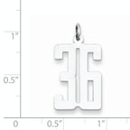 Sterling Silver Rhodium-plated Small Elongated Pol Number 36 Charm