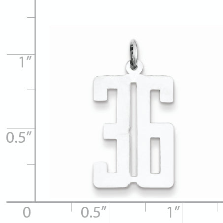 Sterling Silver Rhodium-plated Small Elongated Pol Number 36 Charm