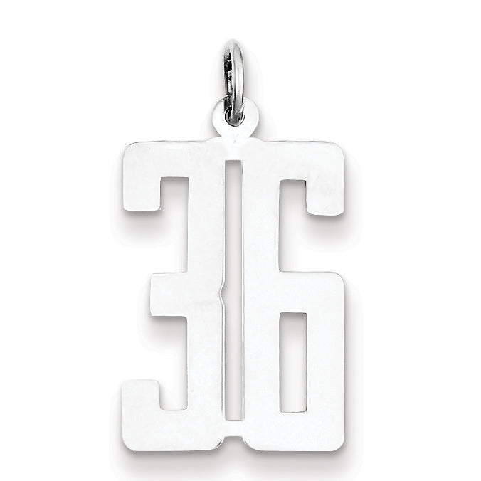 Sterling Silver/Rhodium-plated Elongated Number 36 Charm Main image
