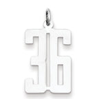 Sterling Silver/Rhodium-plated Elongated Number 36 Charm