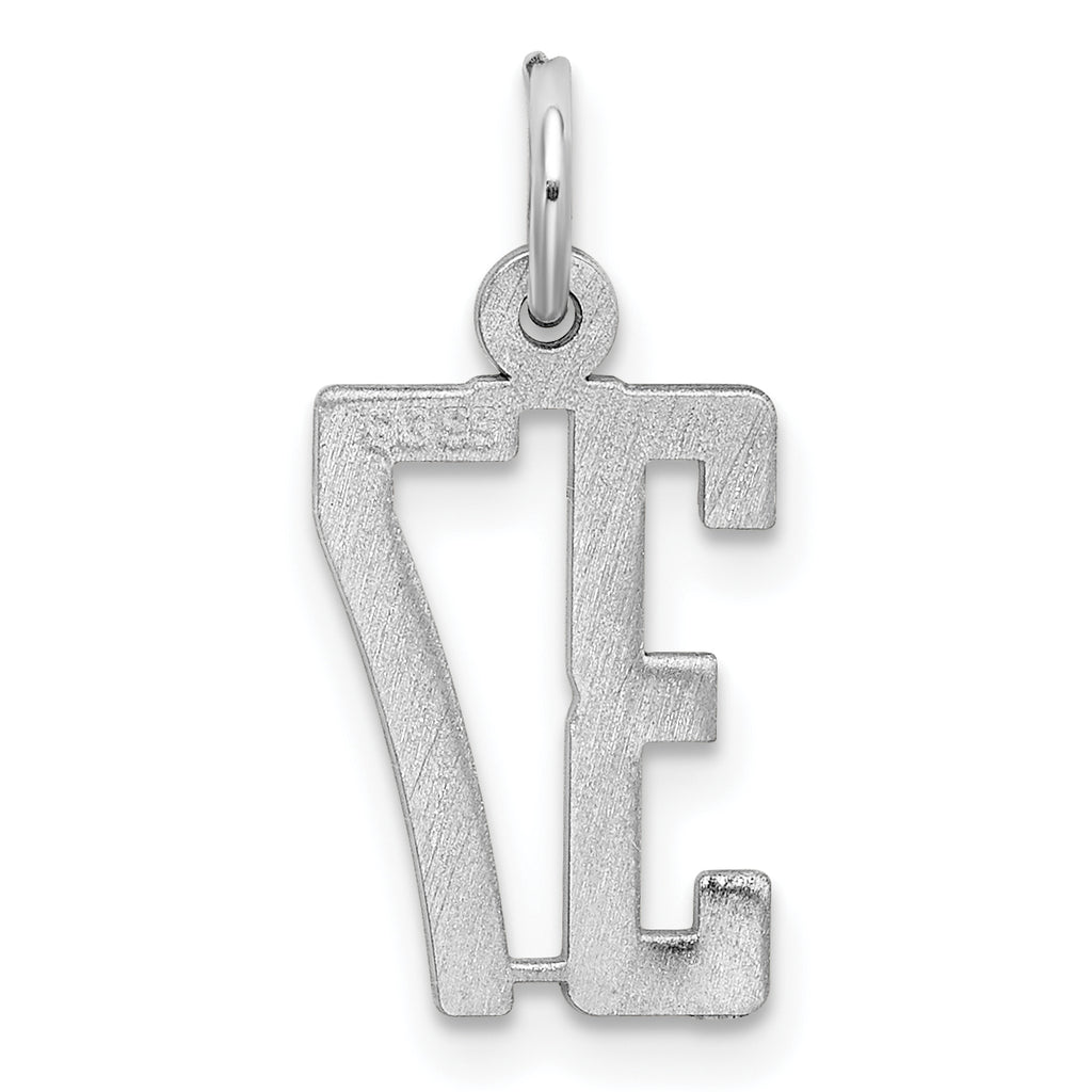 Sterling Silver Rhodium-plated Small Elongated Pol Number 37 Charm