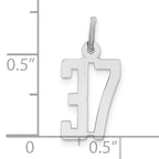 Sterling Silver Rhodium-plated Small Elongated Pol Number 37 Charm