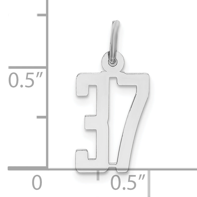 Sterling Silver Rhodium-plated Small Elongated Pol Number 37 Charm