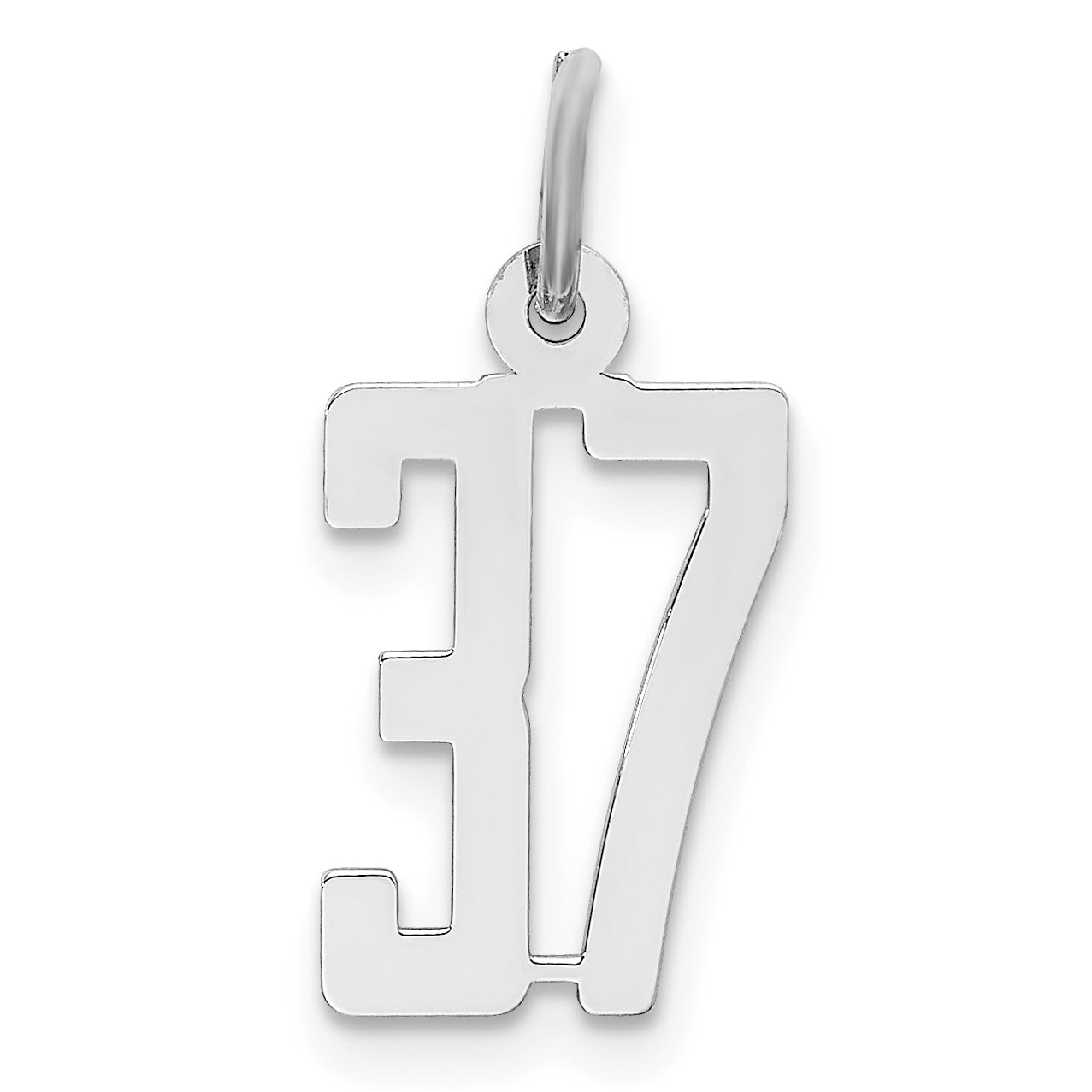 Sterling Silver/Rhodium-plated Elongated Number 37 Charm Main image