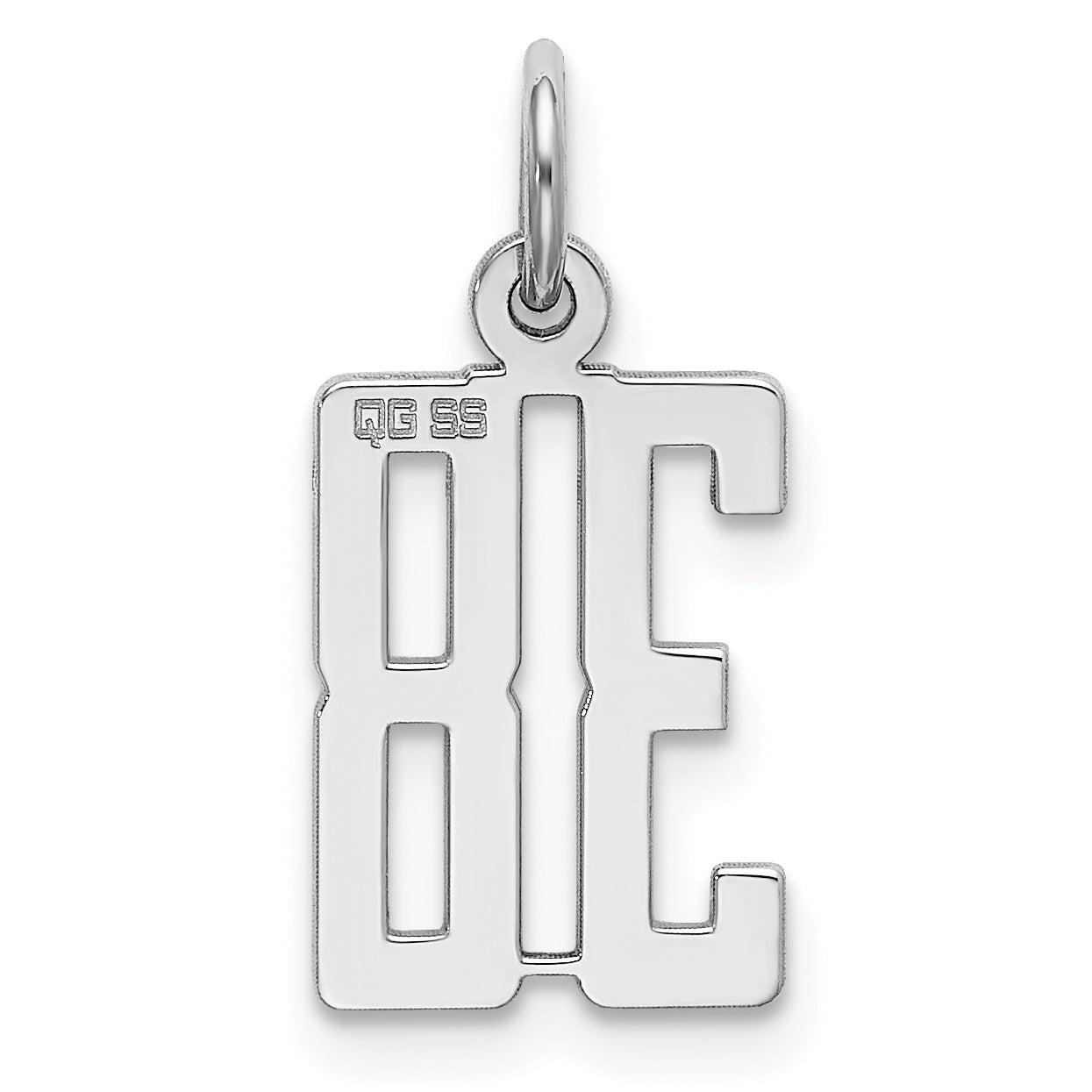 Sterling Silver Rhodium-plated Small Elongated Pol Number 38 Charm