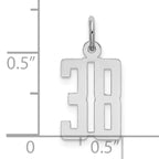 Sterling Silver Rhodium-plated Small Elongated Pol Number 38 Charm