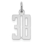 Sterling Silver/Rhodium-plated Elongated Number 38 Charm