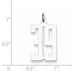 Sterling Silver Rhodium-plated Small Elongated Pol Number 39 Charm
