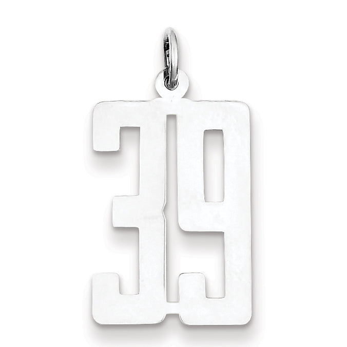 Sterling Silver/Rhodium-plated Elongated Number 39 Charm