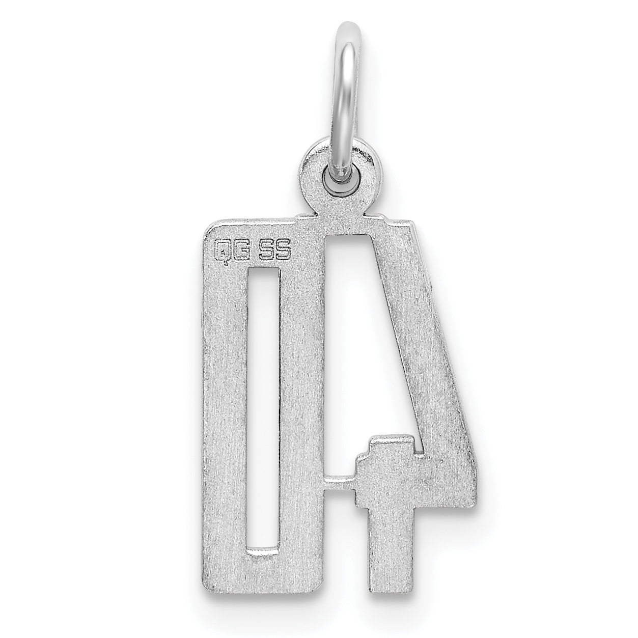 Sterling Silver Rhodium-plated Small Elongated Pol Number 40 Charm