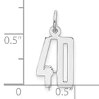 Sterling Silver Rhodium-plated Small Elongated Pol Number 40 Charm