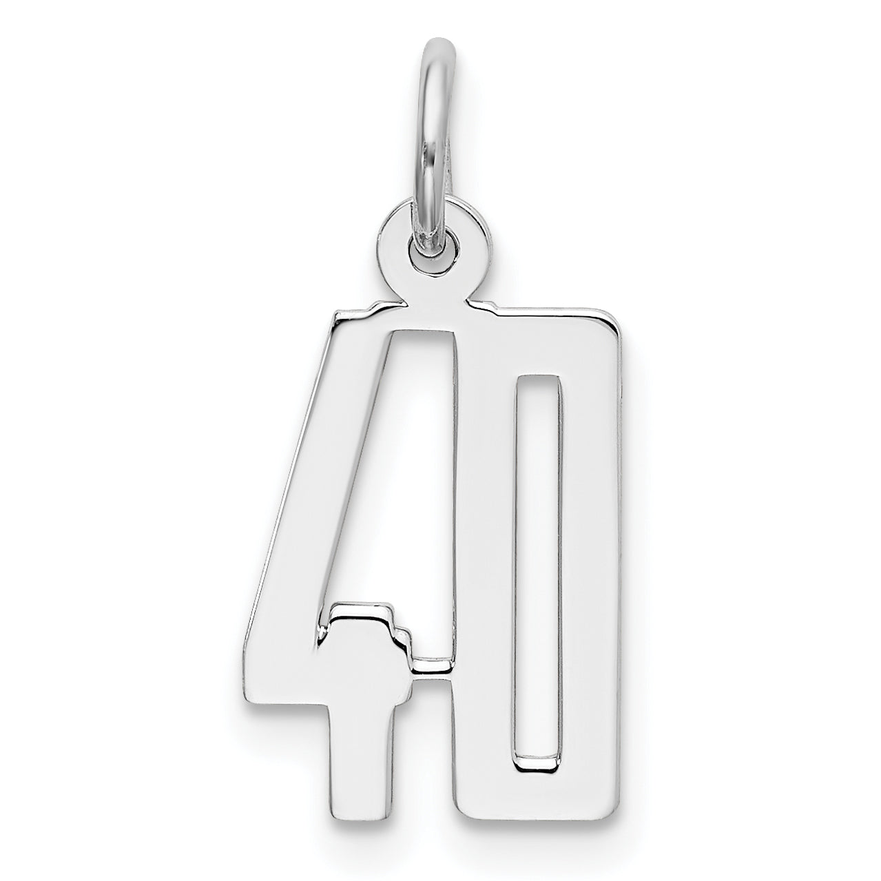 Sterling Silver/Rhodium-plated Elongated Number 40 Charm Main image