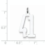 Sterling Silver Rhodium-plated Small Elongated Pol Number 41 Charm