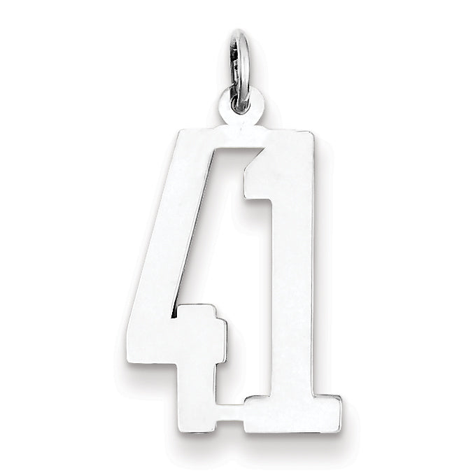 Sterling Silver/Rhodium-plated Elongated Number 41 Charm