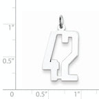 Sterling Silver Rhodium-plated Small Elongated Pol Number 42 Charm