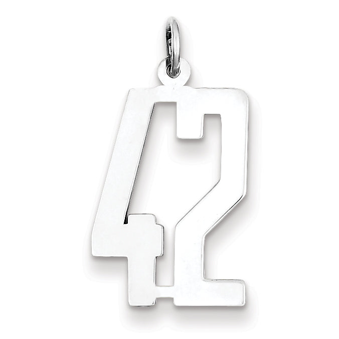 Sterling Silver/Rhodium-plated Elongated Number 42 Charm Main image
