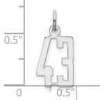 Sterling Silver Rhodium-plated Small Elongated Pol Number 43 Charm