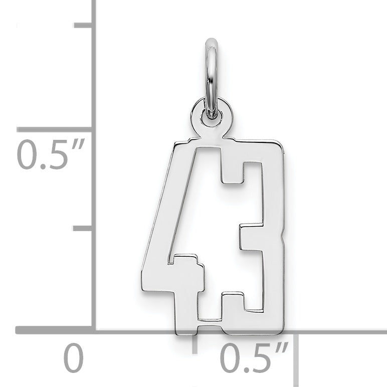 Sterling Silver Rhodium-plated Small Elongated Pol Number 43 Charm
