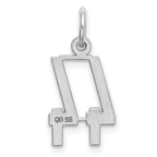 Sterling Silver Rhodium-plated Small Elongated Pol Number 44 Charm