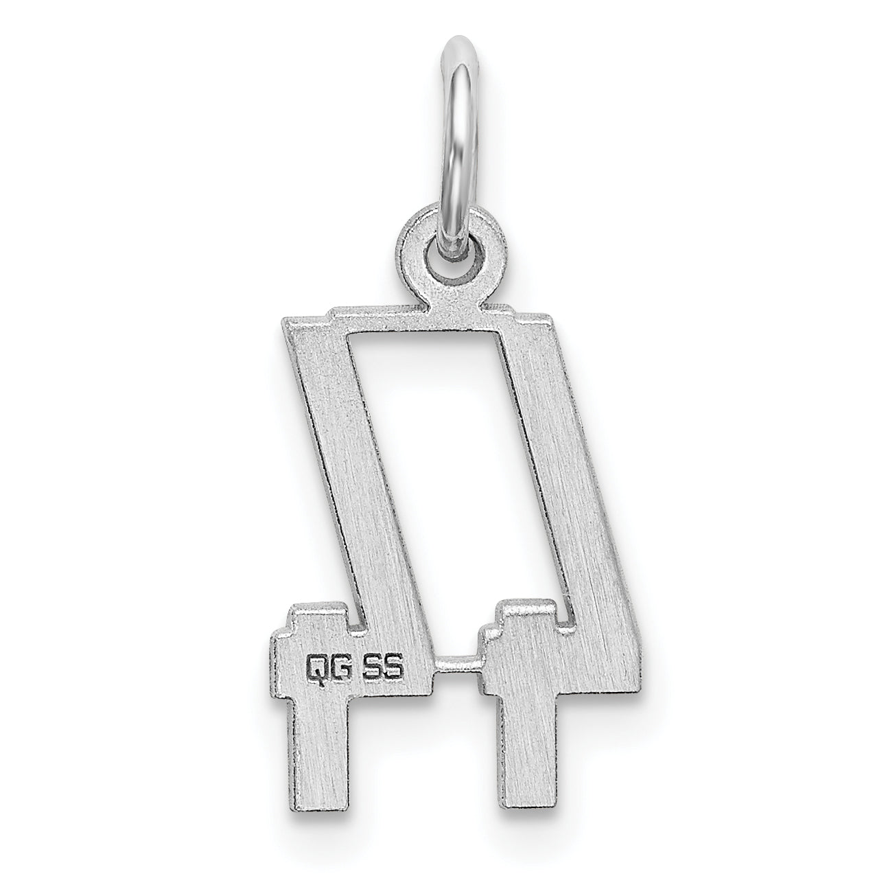 Sterling Silver Rhodium-plated Small Elongated Pol Number 44 Charm