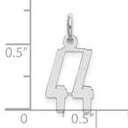 Sterling Silver Rhodium-plated Small Elongated Pol Number 44 Charm