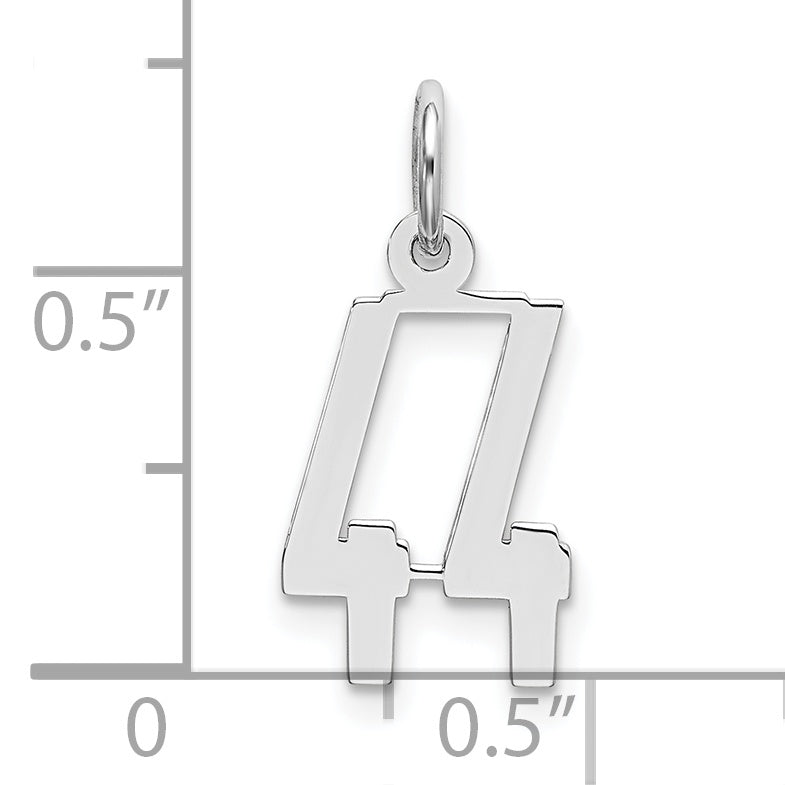 Sterling Silver Rhodium-plated Small Elongated Pol Number 44 Charm