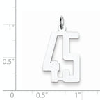 Sterling Silver Rhodium-plated Small Elongated Pol Number 45 Charm