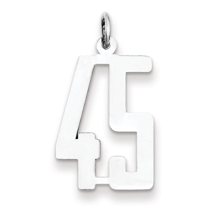Sterling Silver/Rhodium-plated Elongated Number 45 Charm