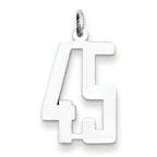 Sterling Silver/Rhodium-plated Elongated Number 45 Charm