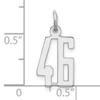 Sterling Silver Rhodium-plated Small Elongated Pol Number 46 Charm