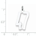 Sterling Silver Rhodium-plated Small Elongated Pol Number 47 Charm