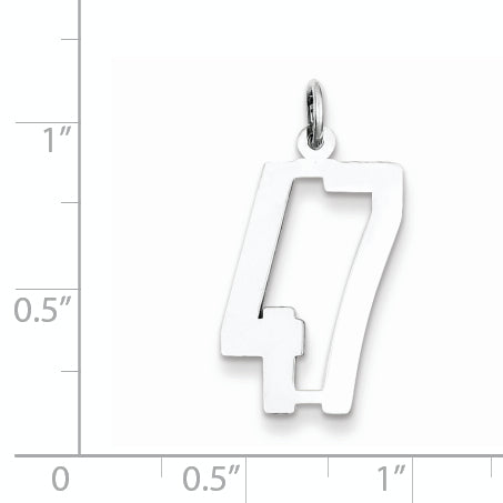 Sterling Silver Rhodium-plated Small Elongated Pol Number 47 Charm