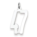 Sterling Silver/Rhodium-plated Elongated Number 47 Charm